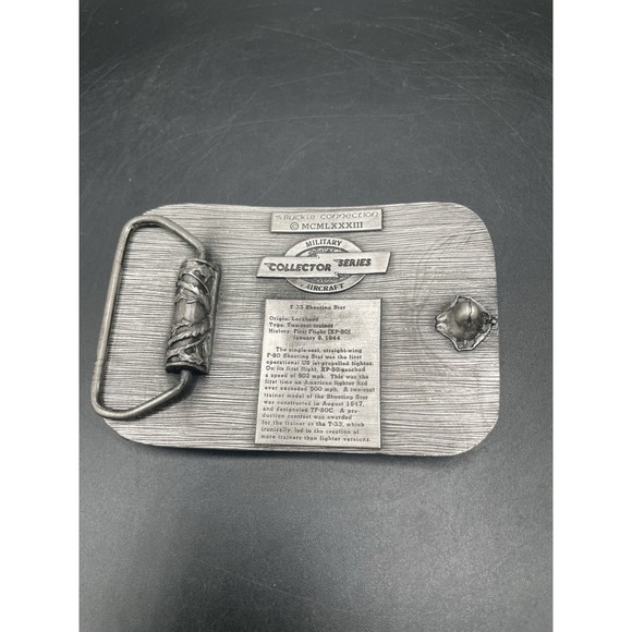 Lockheed T-33 Shooting Star Trainer Aircraft Military Usaf Vintage Belt Buckle